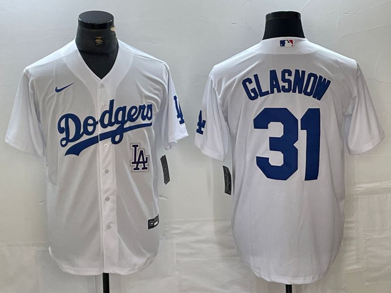 Men Los Angeles Dodgers #31 Glasnow White Nike Game MLB Jersey style 5